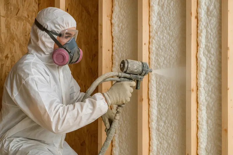 Professional spray foam insulation in a residential property