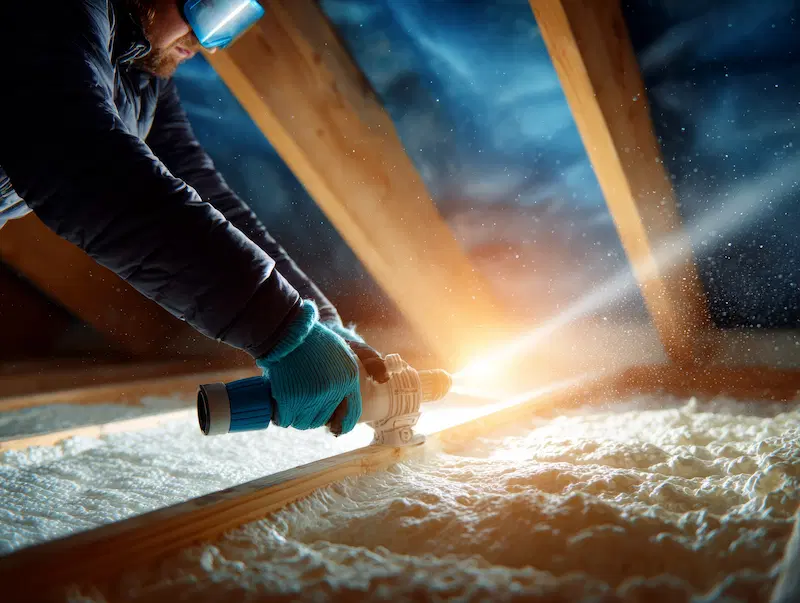 Spray foam application in the attic